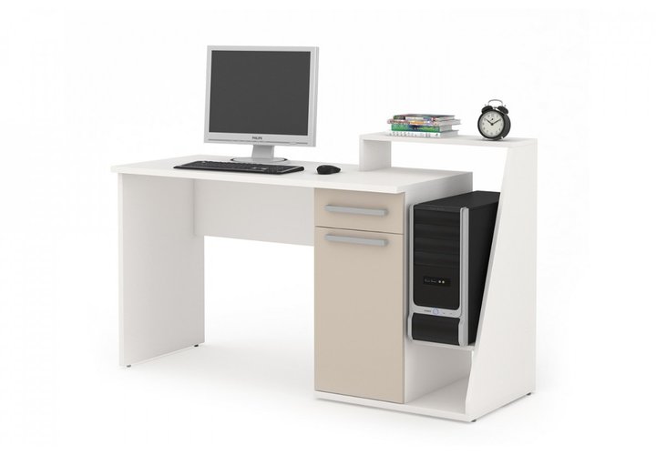 Стол компьютерный Фриско Белый + кашемир Ш1460хГ520хВ880мм (Мебель Комплекс)